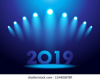 gold new year greetings with spotlight 