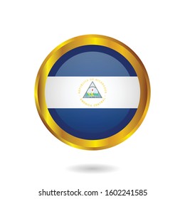 gold Nicaragua circle button or label.vector illustration. isolated on white background.