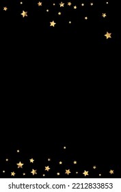 Gold Night sky Vector Black Background. Shiny Starfall Golden Texture. Glitter Luxury Wallpaper. Constellation Isolated Design.