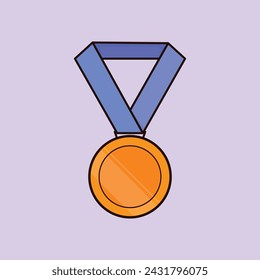 Gold no 1 Medal Illustration Icon Vector Gold Medal Illustration First Prize