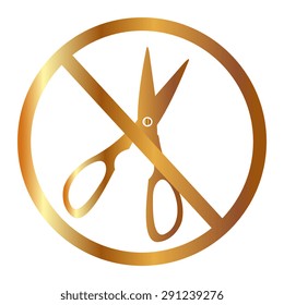 Gold no Scissors icon isolated 