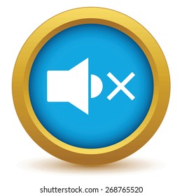 Gold no sound icon on a white background. Vector illustration