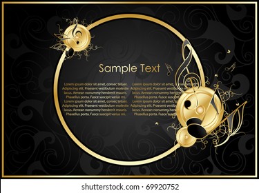 Gold notes on a background