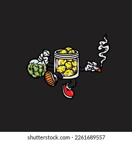 gold nugget vector smoking joint hold nug weed cartoon