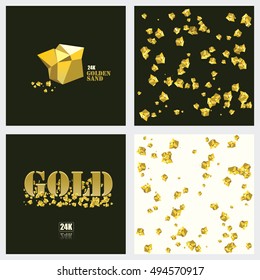 Gold Nugget. Yellow Metal. Golden Sand Particles. Vector Illustration