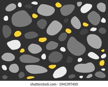 Gold nuggets and rounded gravels deposition