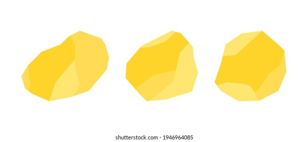 Gold nuggets set. Golden valuated ore. Rarely expensive mineral.