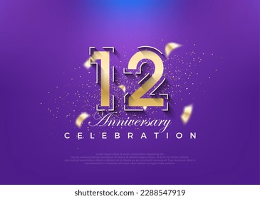 Gold number 12th anniversary. premium vector design. Premium vector for poster, banner, celebration greeting.