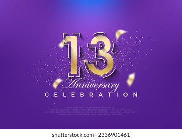 Gold number 13th anniversary. premium vector design. Premium vector for poster, banner, celebration greeting.