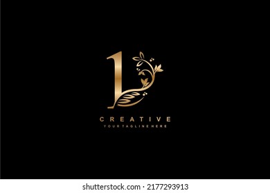 Gold number 2 logo vector design with leaf, flower, feather decoration. monogram number 2, typography number. luxury number 2. anniversary 2. suitable for business, company, wedding, birthday, etc