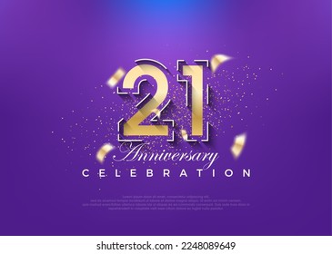 Gold number 21st anniversary. premium vector design.