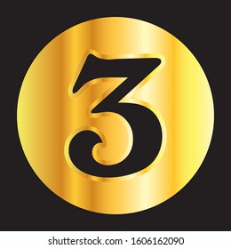 Gold number 3 lettering vector design. Eps10 vector illustration.