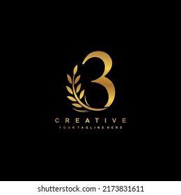 Gold Number 3 Logo Vector Design Stock Vector (Royalty Free) 2173831611 ...