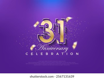 Gold number 31st anniversary. premium vector design. Premium vector for poster, banner, celebration greeting.