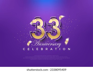 Gold number 33rd anniversary. premium vector design. Premium vector for poster, banner, celebration greeting.