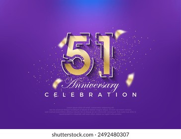 Gold number 51st anniversary. premium vector design. Premium vector for poster, banner, celebration greeting.
