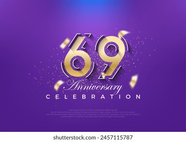 Gold number 69th anniversary. premium vector design. Premium vector for poster, banner, celebration greeting.