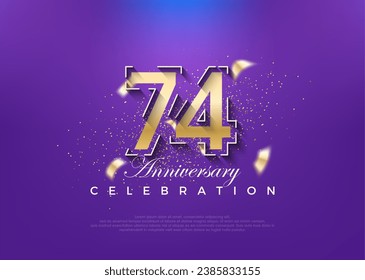 Gold number 74th anniversary. premium vector design. Premium vector for poster, banner, celebration greeting.