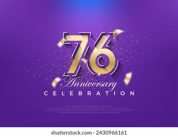 Oro número 76 aniversario. diseño vectorial premium. Vector premium para póster, banner, saludo de celebración.