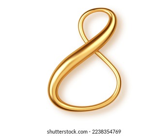 Oro número 8, 3d letras realistas aisladas en el fondo de la transmisión. Número ocho en mayúscula para el diseño de banner o tarjeta de saludo, fecha o evento significativo.
