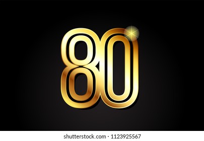 gold number 80 logo design suitable for a company or business