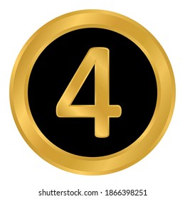 Gold Nummer vier Taste auf weißem Hintergrund. Vektorgrafik.