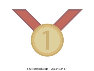 Gold number one medal with red ribbon