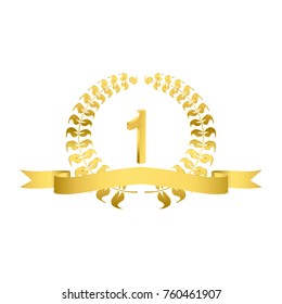 Gold number one on white background for design vector illustration.