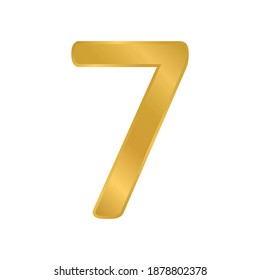 Gold number seven symbol on white background. Vector illustration.