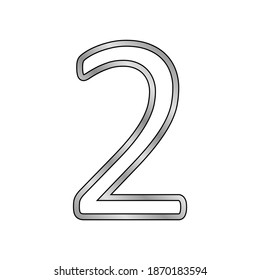 Gold number two symbol on white background. Vector illustration.