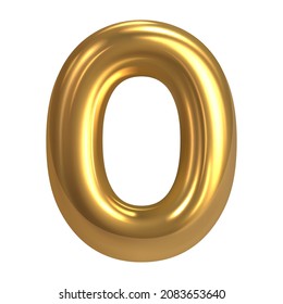 Gold number zero. Realistic 3d shiny character 0. Holiday decoration for anniversary and birthday, new year and parties, sales and business. Vector illustration