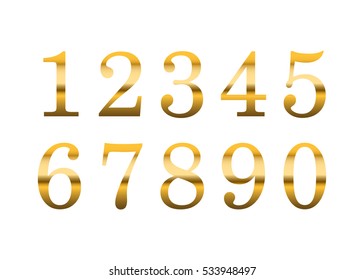 Gold 3d Metallic Numbers Set Golden Stock Vector (Royalty Free ...