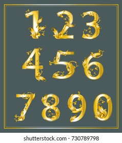 gold numbers set,symbol elegance royal graphic