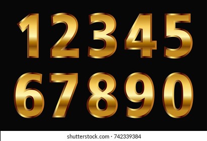 Gold Numbers Set.Vector Golden Numbers.