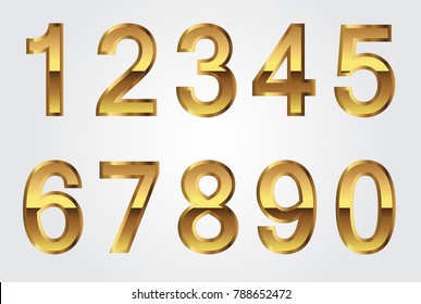 Golden 3d Numbers Set Stock Vector (Royalty Free) 1276923139