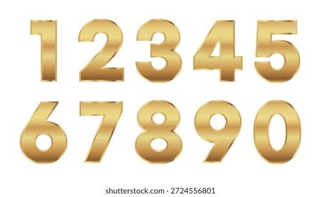 Gold Numbers Vector Metallic Typography 0-9 Luxury Design