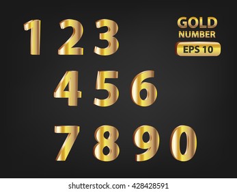 Gold numeric theme design with black background (Vector eps10)