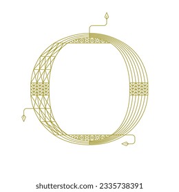 Gold O Artdeco Letter. Vector Illustration of Decorative Type Word and Alphabet symbol.