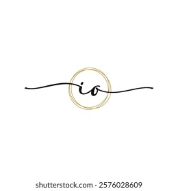 Gold I O Initial Script Letter Beauty Logo Template