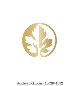 Gold Oak Leaf Modern Logo. White Background - Vector