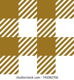 Gold Ocher Gingham Tablecloth Seamless Pattern 
