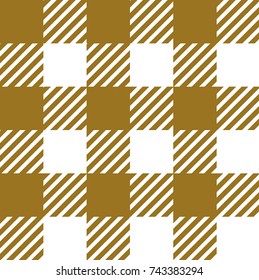 Gold Ocher Gingham Tablecloth Seamless Pattern 
