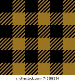 Gold Ocher Lumberjack Buffalo Plaid Seamless Pattern