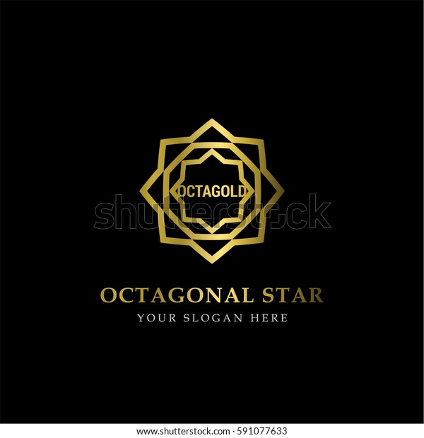 Gold Octagonal Star Logo Vector Elegant Stock Vector ...