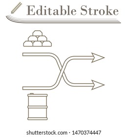Gold And Oil Comparison Chart Icon. Editable Stroke Simple Design. Vector Illustration.