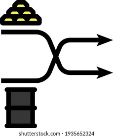 Symbol für Gold- und Ölvergleiche Bearbeitbare dicke Rahmenlinie mit Farbfilmdesign. Vektorgrafik.