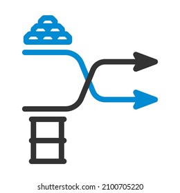 Gold And Oil Comparison Chart Icon. Editable Bold Outline With Color Fill Design. Vector Illustration.