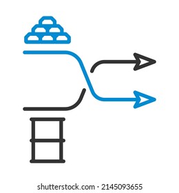 Gold And Oil Comparison Chart Icon. Editable Bold Outline With Color Fill Design. Vector Illustration.