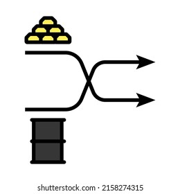 Gold And Oil Comparison Chart Icon. Editable Bold Outline With Color Fill Design. Vector Illustration.