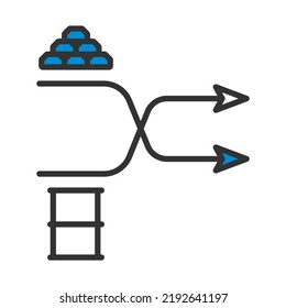 Gold And Oil Comparison Chart Icon. Editable Bold Outline With Color Fill Design. Vector Illustration.